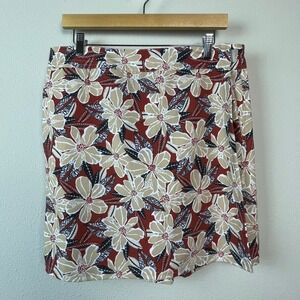 RipSkirt Hawaii Wrap Skirt Womens Large Red Floral Stretch Mini Resort Travel